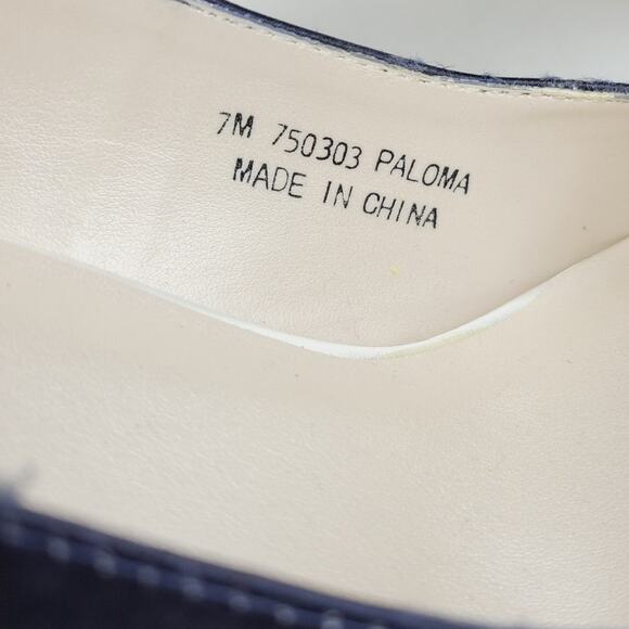 David's Bridal Navy Satin Peep Toe Pump, Size 7 M EUC - Picture 9 of 9